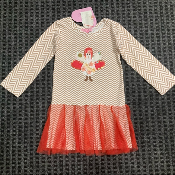 Haven Girl girls coral orange pink tank ivory Thanksgiving turkey dress 3 - Picture 1 of 5